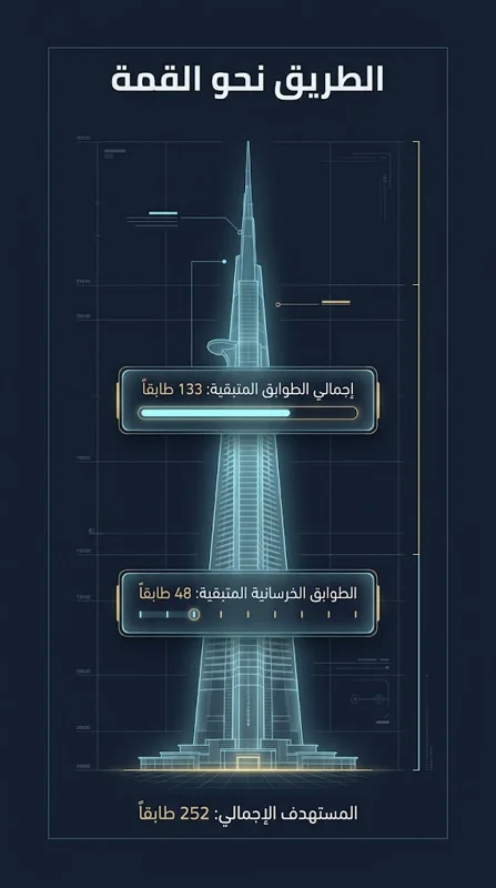 إنجاز يلامس السحاب: برج جدة يبلغ الطابق 119 بارتفاع 478 متراً.. شاهد كم يتبقى لاكتمال الحلم!